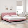vidaXL Bedframe met LED zonder matras fluweel roze 200x200 cm