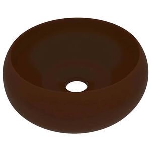 vidaXL Wastafel rond 40x15 cm keramiek mat donkerbruin