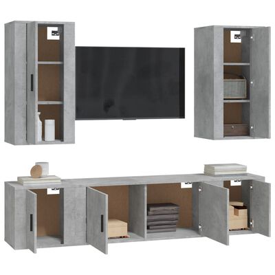 vidaXL 5-delige Tv-meubelset bewerkt hout betongrijs