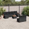 vidaXL 10-delige Loungeset met kussens poly rattan zwart