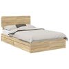 vidaXL Opslag bed met lade Sonoma Eiken 135 x 190 cm Bewerkt hout