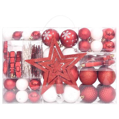 vidaXL 108-delige Kerstballenset rood en wit