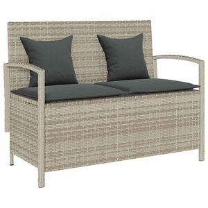 vidaXL Tuinbank met kussen poly rattan lichtgrijs