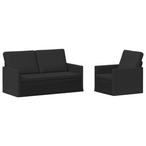 vidaXL Bankstel 2 pcs Zwart Stof