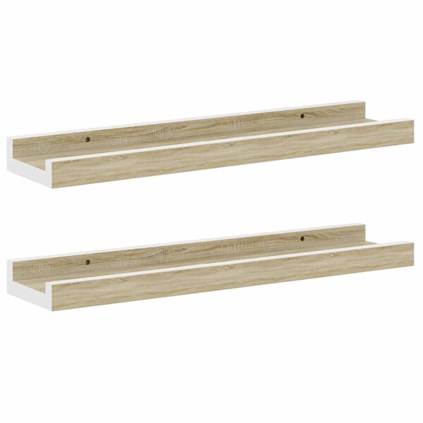 vidaXL Wandschappen 2 st 40x9x3 cm wit sonoma eikenkleurig
