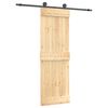 vidaXL Schuifdeur Naturel en Zwart 70 x 210 cm Massief Grenenhout