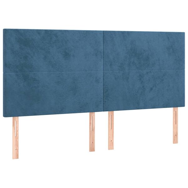 vidaXL Hoofdbord donkerblauw 180x5x118/128 cm fluweel