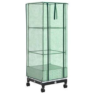 vidaXL Tuinplantenbak met Kasbedekking en Wielen Wit 40 x 40 x 129 cm