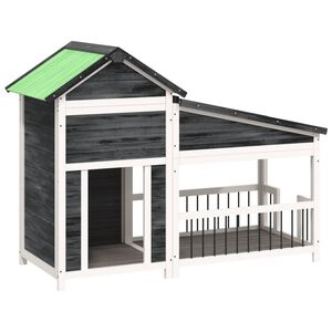 vidaXL Hondenhok 143x60,5x109 cm massief grenenhout grijs