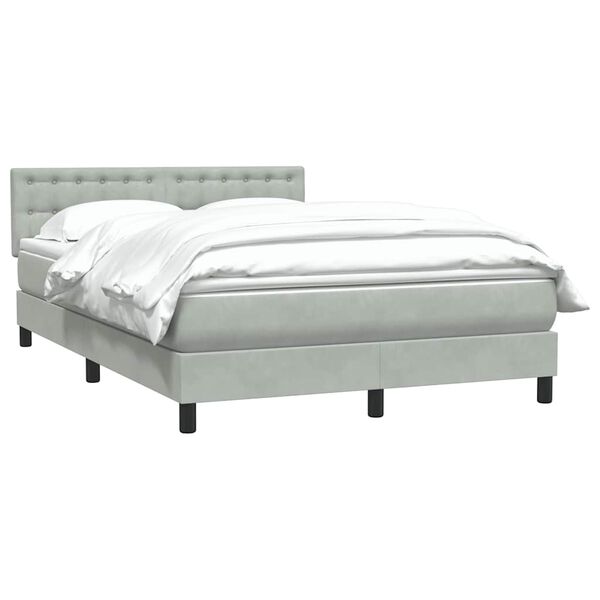 vidaXL Boxspring met matras fluweel lichtgrijs 140x220 cm