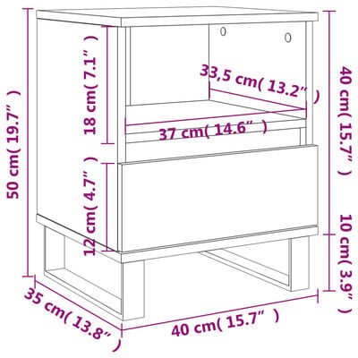 vidaXL Nachtkastjes 2 st 40x35x50 cm bewerkt hout wit