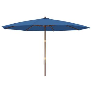 vidaXL Parasol met houten paal 400x273 cm azuurblauw