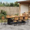 vidaXL Tuin eettafelset 9 pcs Zwart en Bruin poly rattan