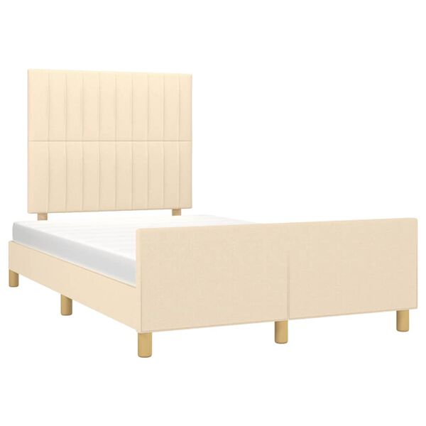 vidaXL Bedframe zonder matras 120x190 cm stof cr&egrave;mekleurig