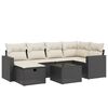 vidaXL 7-delige Loungeset met kussens poly rattan zwart