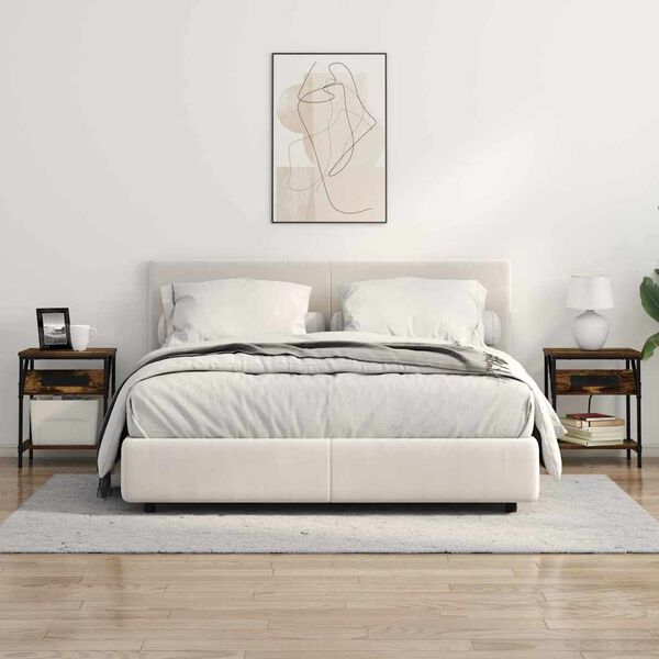 vidaXL Nachtkastje 2 pcs Gerookt eiken 38 x 30 x 48 cm Bewerkt hout