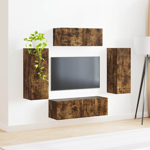 vidaXL Tv-meubelset 4 pcs Gerookt eiken Bewerkt hout