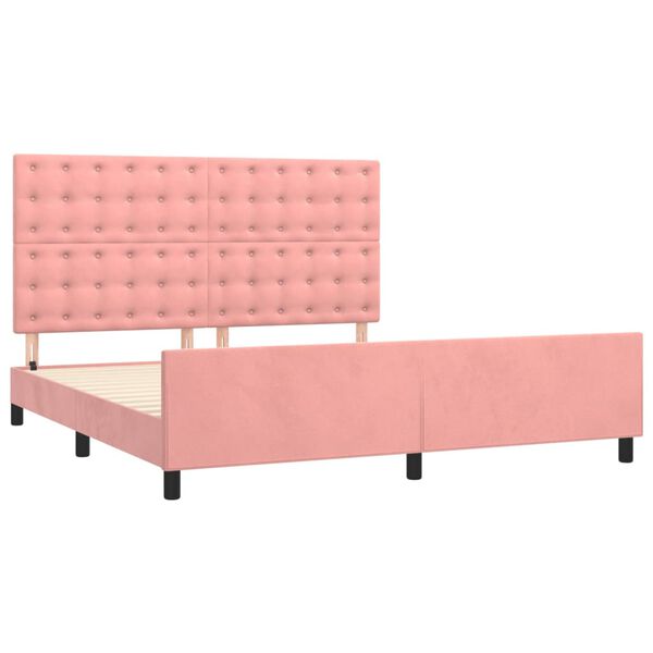vidaXL Bedframe met hoofdeinde fluweel roze 180x200 cm