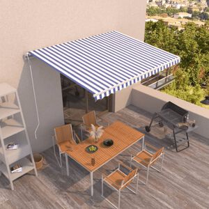 vidaXL Luifel automatisch uittrekbaar 450x350 cm blauw en wit