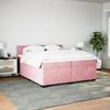 vidaXL Boxspring met matras fluweel roze 200x200 cm