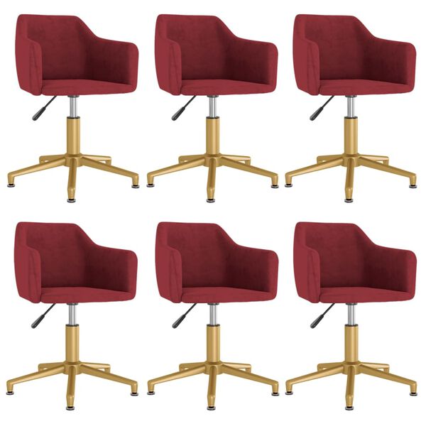 vidaXL Eetkamerstoelen draaibaar 6 st fluweel wijnrood