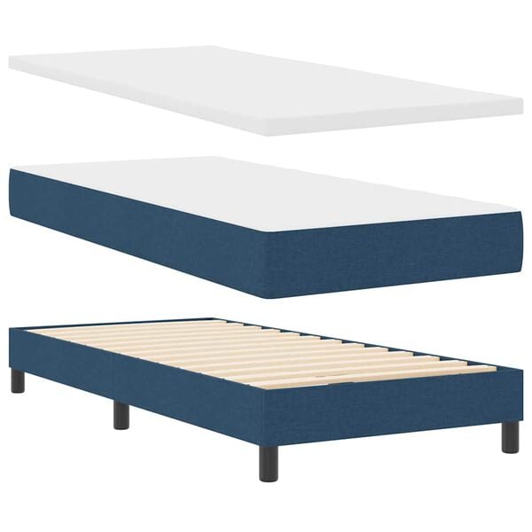 vidaXL Boxspringbed met matras met hoofdeinde Blauw 90 x 190 cm Stof