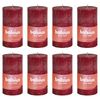 Bolsius Stompkaarsen Shine 8 st rustiek 100x50 mm fluweelrood