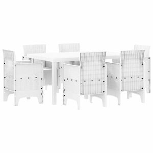vidaXL Tuin Eetset 7 st Wit Polt riet