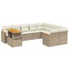 vidaXL 10-delige Loungeset met kussens poly rattan beige