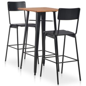vidaXL 3-delige Barset staal zwart