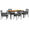 vidaXL Tuin eettafelset 5 st Zwart poly rattan