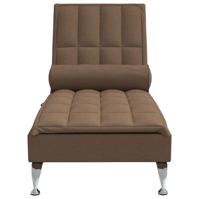 vidaXL Massage chaise longue met bolster stof bruin