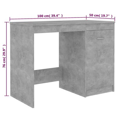 vidaXL Bureau 100x50x76 cm bewerkt hout betongrijs