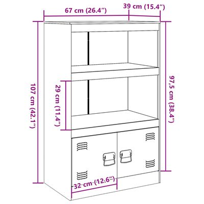 vidaXL Dressoir 67x39x107 cm staal antracietkleurig