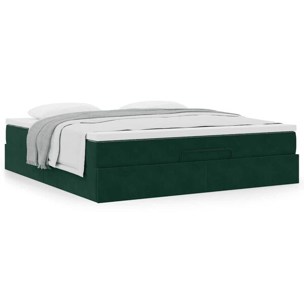 vidaXL Ottoman bed met matras 180x200 cm fluweel donkergroen
