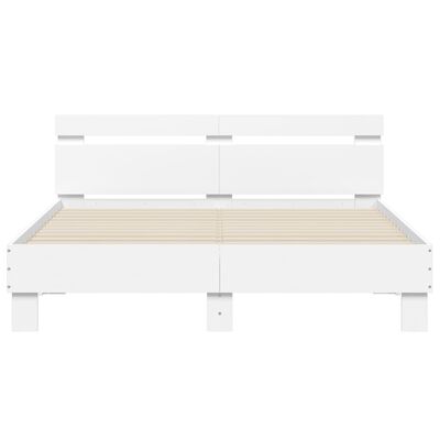 vidaXL Bedframe met hoofdbord bewerkt hout wit 140x190 cm