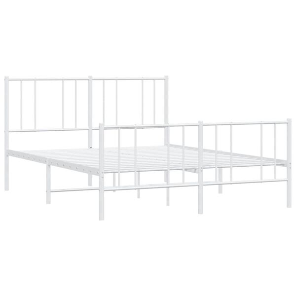 vidaXL Bedframe met hoofd- en voeteneinde metaal wit 135x190 cm