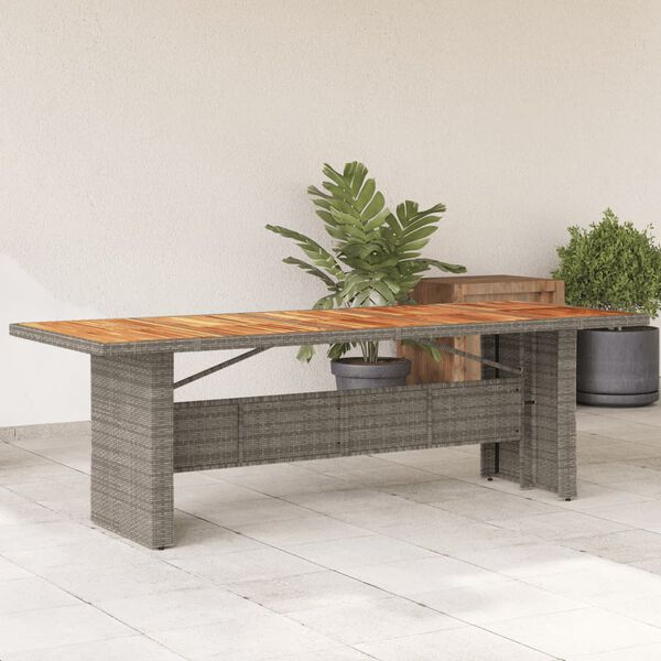 vidaXL Tuintafel met acaciahouten blad 240x90x75 cm poly rattan grijs