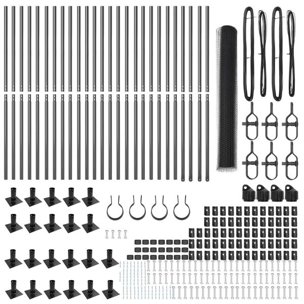 vidaXL Hecke met palen Grijs 1.2 x 50 m PVC-gecoat staal