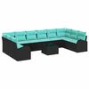 vidaXL Tuinbankenset 11 st Zwart en Turquoise poly rattan