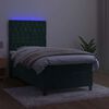 vidaXL Boxspring met matras en LED fluweel donkergroen 100x200 cm
