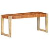 vidaXL Bankje 110 cm echt leer en massief mangohout bruin