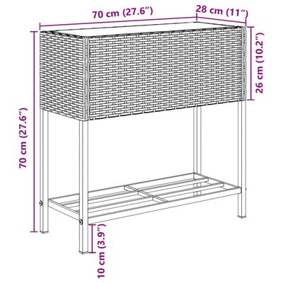 vidaXL Plantenbak met schap poly rattan grijs