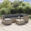vidaXL 7-delige Loungeset met kussens poly rattan grijs