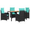 vidaXL Buiten eettafelset 5 st PE Rattan en Poeder-Coated Staal