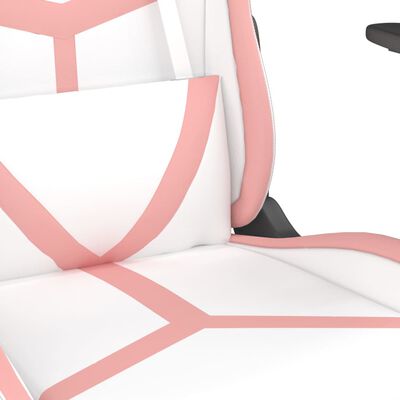 vidaXL Gamestoel met voetensteun kunstleer wit en roze