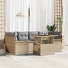 vidaXL Tuin Sofa Set met opslag 7 pcs Beige Poly riet