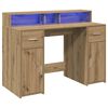 vidaXL Bureau met LED-verlichting 120x55x91 cm hout artisanaal eiken