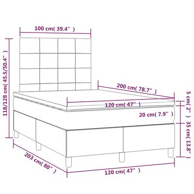 vidaXL Boxspring met matras en LED stof zwart 120x200 cm