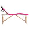 vidaXL Massagetafel inklapbaar 4 zones hout wit en roze